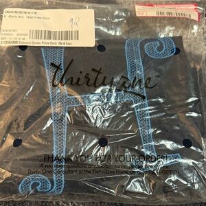 NIP Thirty-One Navy Pillow Cover with Blue Embroidery